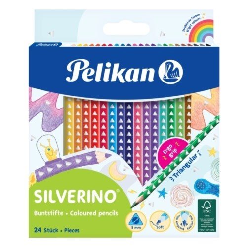 Pencils 24 colors, Pelikan, Triangular Silverino