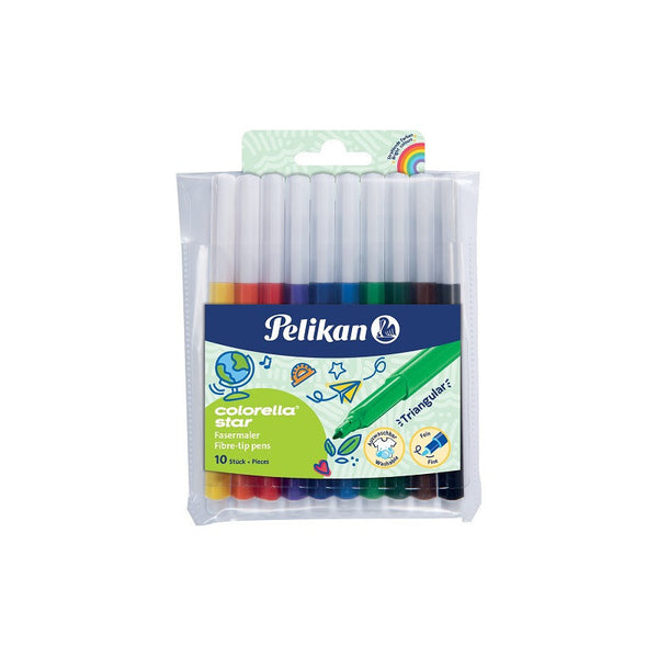 PELIKAN COLORELLA TRIANGULAR FELT PENS.10PCS