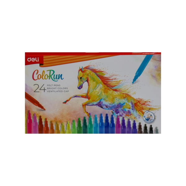 DELI: 24 Felt Pens Bright Colors Ventilated Cap