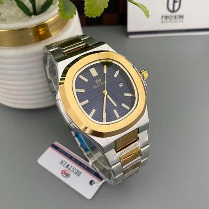 Navy Blue Dial Bestwin Stainless Steel Mens Watch