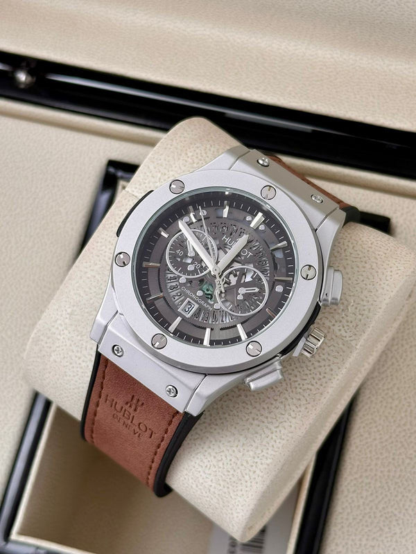 Brown Hublot Calssic Fusion Strap Mens Watch
